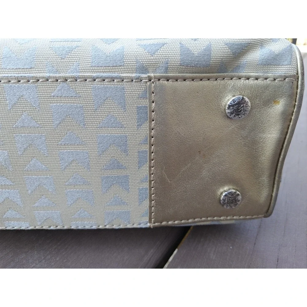 VTG Michael‎ Kors Italian Jacquard Gold Leather Trim Satchel Handbag Wallet NWT